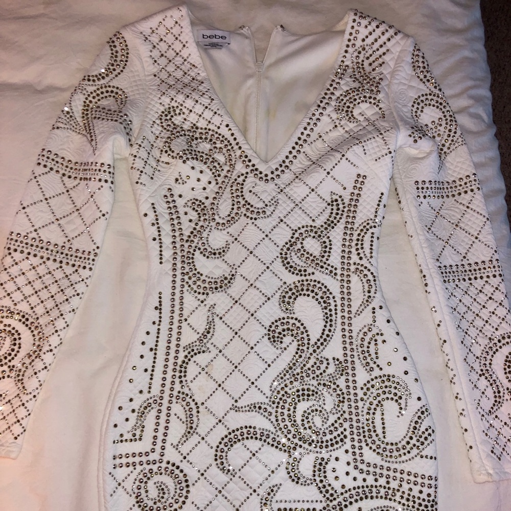 COPY - Embellished Jaquard White Bebe Dress size XXS